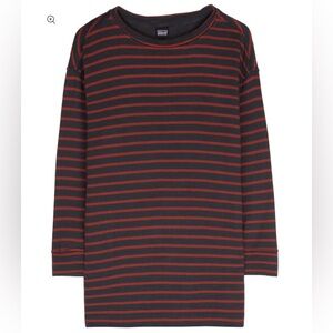Patagonia Misty Meadow 3/4 sleeve top (red and grey stripes) | women US medium